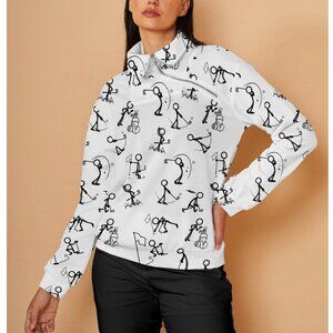 Hyper-prep Golf Sweatshirt Stick Figure Print - White
